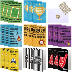 24 sets thank you card for coach gifts greeting card with envelopes and stickers for coach teacher appreciation gift for men basketball baseball soccer football birthday athlete