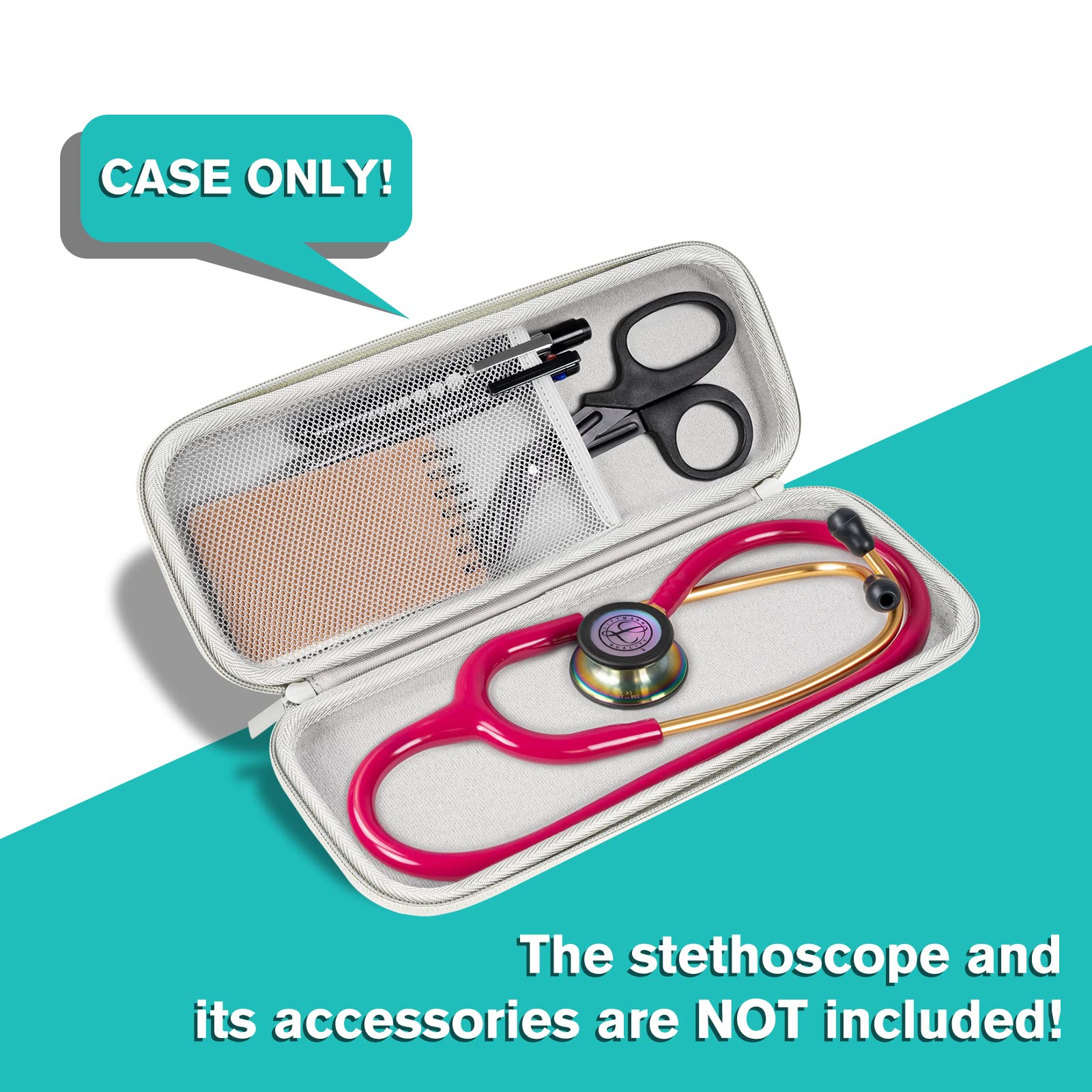 ProCase Stethoscope Case for 3M Littmann Classic III, Lightweight II S.E, MDF Acoustica Stethoscope, Cardiology IV Stethoscope, Hard Travel Carrying Case for Nurse -Grey