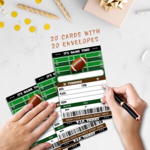 TIOFUNO Football Ticket Invite, Birthday Party Invitations(4" X 6"), 20 Fill-in Invitation Cards With Envelopes-B07