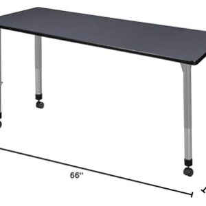 Romig Kee 66 x 30 in. Height Adjustable Mobile Classroom Activity Table- Grey Top & Grey Base