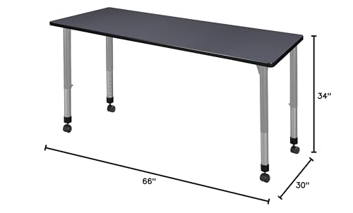 Romig Kee 66 x 30 in. Height Adjustable Mobile Classroom Activity Table- Grey Top & Grey Base