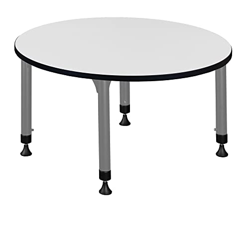 Romig Kee 36 in. Round Height Adjustable Classroom Activity Table- White & Grey Base