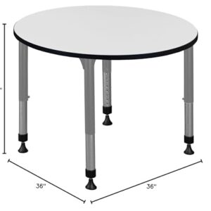 Romig Kee 36 in. Round Height Adjustable Classroom Activity Table- White & Grey Base