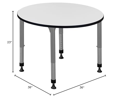 Romig Kee 36 in. Round Height Adjustable Classroom Activity Table- White & Grey Base