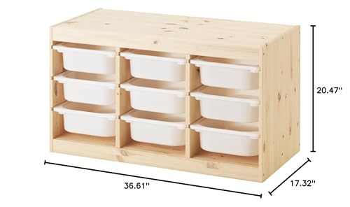 Ikea TROFAST storage combination with boxes, 93x44x52 cm, light white stained pine/white