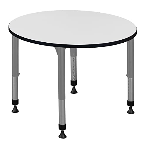 Romig Kee 36 in. Round Height Adjustable Classroom Activity Table- White & Grey Base