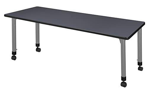 Romig Kee 66 x 30 in. Height Adjustable Mobile Classroom Activity Table- Grey Top & Grey Base