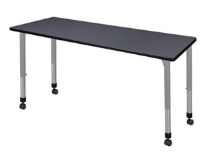 romig kee 66 x 30 in. height adjustable mobile classroom activity table- grey top & grey base