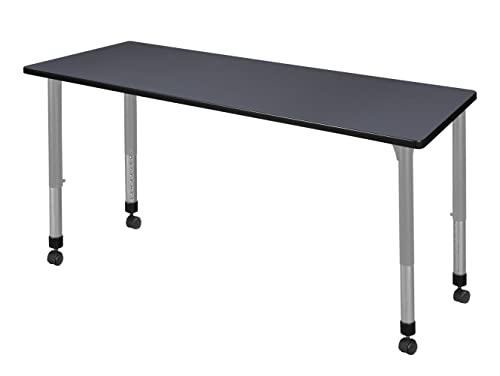 Romig Kee 66 x 30 in. Height Adjustable Mobile Classroom Activity Table- Grey Top & Grey Base