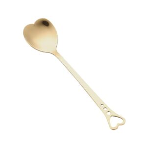 10-Piece Heart-Shaped Stainless Steel Dessert Spoon Set for Home, Restaurant, Cafe, and Bar - Elegant Design, Multi-Functional Usage, and Durable Quality Gold