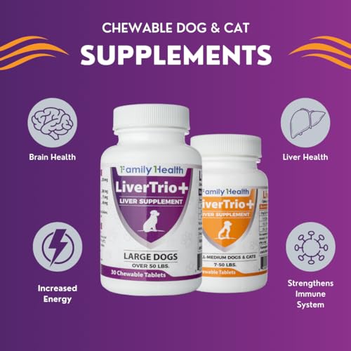 LiverTrio+ Comprehensive Liver Support Supplement for Large Dogs. Flavorful Chewable Tablets Combining Same, SPC, Silybin A+B, + Glutathione 30Ct (Large)