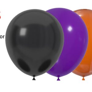 JODIDI 60 Pcs 12-Inch Latex Balloons in Black, Orange, and Purple - Perfect for Halloween, Graduation, Birthday, Baby Shower, and Party Decorations