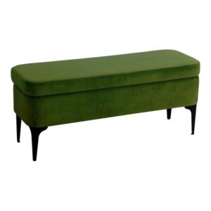 homepop upholstered storage bench with metal leg home décor|bench with storage for living room & entryway - green velvet