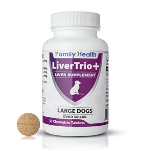 livertrio+ comprehensive liver support supplement for large dogs. flavorful chewable tablets combining same, spc, silybin a+b, + glutathione 30ct (large)