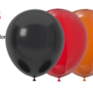 JODIDI 60 Pcs 12-Inch Latex Graduation Balloons in Black, Orange, and Red - Perfect for Halloween, Graduation, Birthday, Baby Shower, and Party Decorations