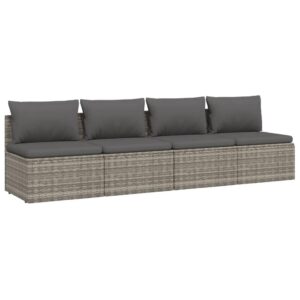 vidaxl patio furniture set 4 piece, lounge sofa set for porch deck garden, outdoor furniture set with cushions, outdoor sofa, gray poly rattan