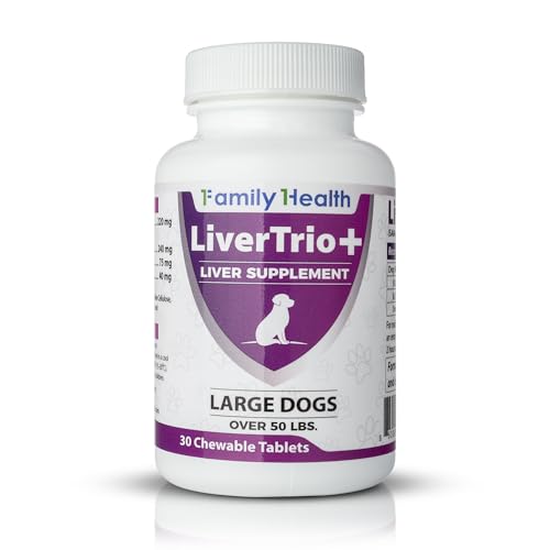 LiverTrio+ Comprehensive Liver Support Supplement for Large Dogs. Flavorful Chewable Tablets Combining Same, SPC, Silybin A+B, + Glutathione 30Ct (Large)