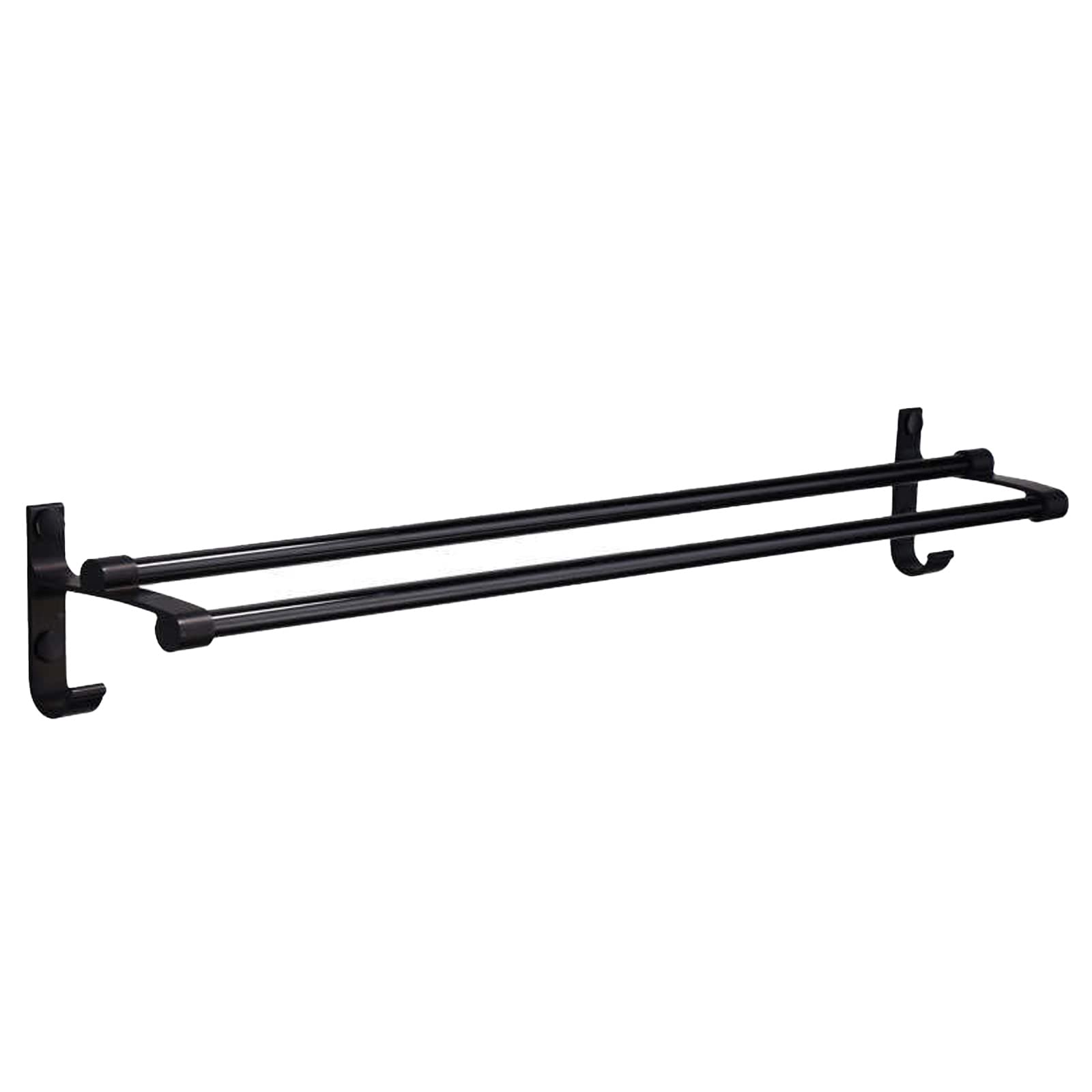 Double Towel Bar for Bathroom Black Towel Rod Wall Mounted Installation Shower Towel Rack for Hanging Towels and Bath Balls