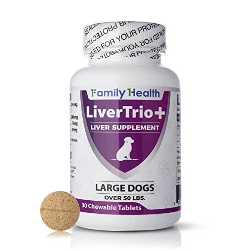 LiverTrio+ Comprehensive Liver Support Supplement for Large Dogs. Flavorful Chewable Tablets Combining Same, SPC, Silybin A+B, + Glutathione 30Ct (Large)