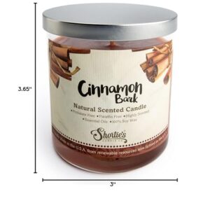 Cinnamon Bark Scented Natural Soy Candle, Essential Fragrance Oils, 100% Soy, Phthalate & Paraben Free, Clean Burning, 9 Oz.