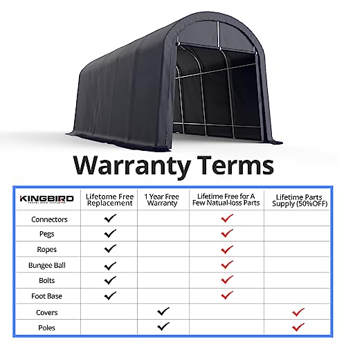 KING BIRD 12' x 20' Heavy Duty Round Style Carport for SUV, Full-Size Truck and Boat, Anti-Snow Car Canopy Outdoor Boat Shelter with Reinforced Ground Bars