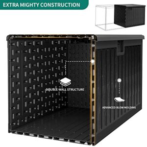 YITAHOME 90 Gallon Large Deck Box, Double-Wall Resin Outdoor Storage Boxes, Deck Storage for Patio Furniture, Cushions, Pool Float, Garden Tools, Lockable & Waterproof (Black)