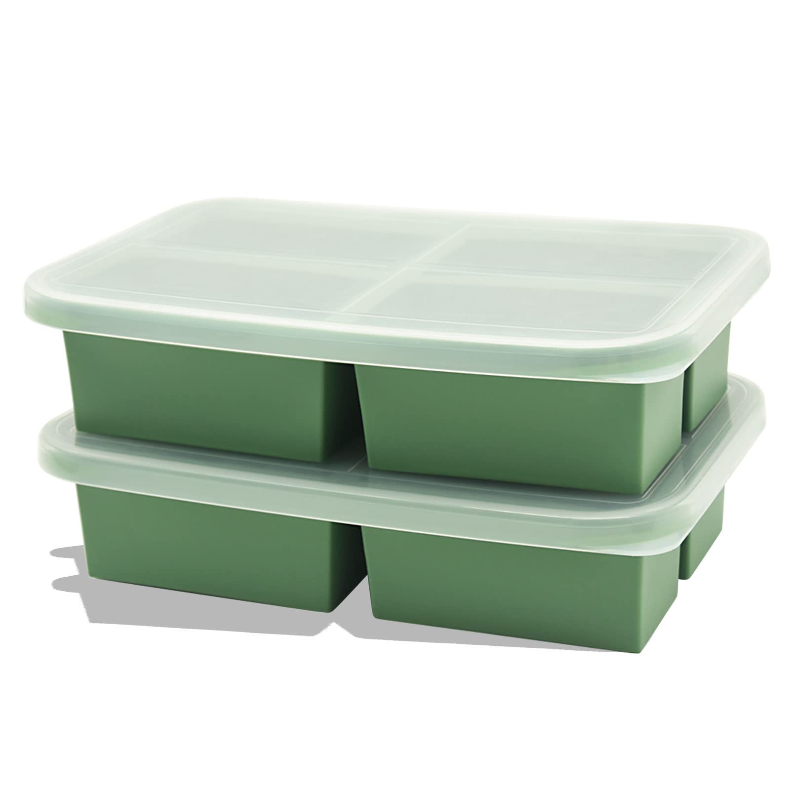 Bongpuda Soup Freezer Containers, Silicone Freezer Trays With Lid,Easy-Release,Reusable Freezer Storage Containers,For Freezing and Storing Broths,Sauces and Leftovers-2 Pack