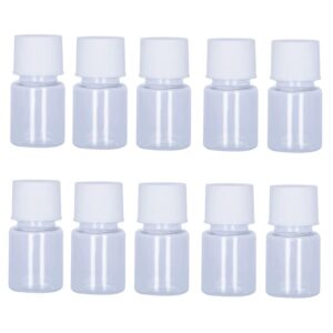 Duehut 10PCS 5ml Plastic Bottles Lab Cylindrical Chemical Reagent Bottle Lab Wide Mouth Small Plastic Water Bottles Reagent Bottle Liquid Bottle Solid Powder Bottle for Food Store White