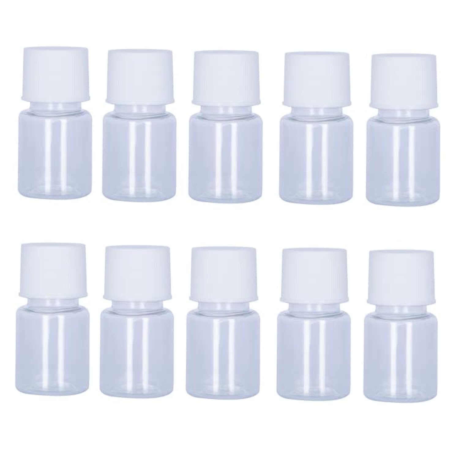 Duehut 10PCS 5ml Plastic Bottles Lab Cylindrical Chemical Reagent Bottle Lab Wide Mouth Small Plastic Water Bottles Reagent Bottle Liquid Bottle Solid Powder Bottle for Food Store White