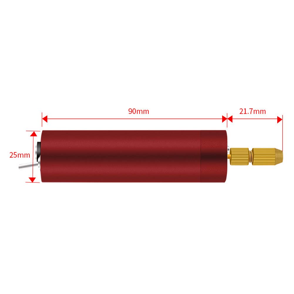 YWBL-WH DIY Hand Electric Drill Mini DIY Grinding Polishing Engraving Machine Tools Set Cordless Rotary Tool (USB Aluminum Drill + Three Bits) (Red)