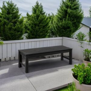 Psilvam Knight Bench, Two Person Outdoor Poly Lumber Patio Backless Bench, Weatherproof Garden Bench That Never Rot and Fade, Suit for Garden, Porch and Park (Black)