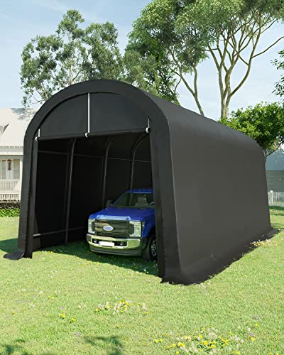 KING BIRD 12' x 20' Heavy Duty Round Style Carport for SUV, Full-Size Truck and Boat, Anti-Snow Car Canopy Outdoor Boat Shelter with Reinforced Ground Bars