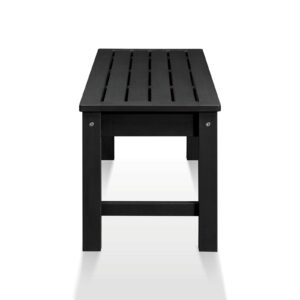 Psilvam Knight Bench, Two Person Outdoor Poly Lumber Patio Backless Bench, Weatherproof Garden Bench That Never Rot and Fade, Suit for Garden, Porch and Park (Black)