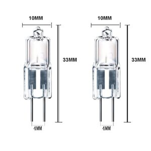 10pcs G4 Halogen Light Bulb 35W T3 JC Type Clear 12V AC/DC Bi-Pin Bulb for Landscape Lighting,Accent Track Under Cabinet Puck Light 360° Warm White (watts, 35)