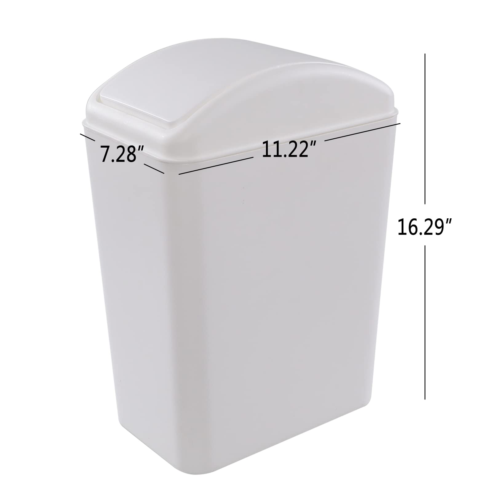 Begale 1-Pack 4.5 Gallon Plastic Swing Trash Can, Swing Lid Waste Can, White