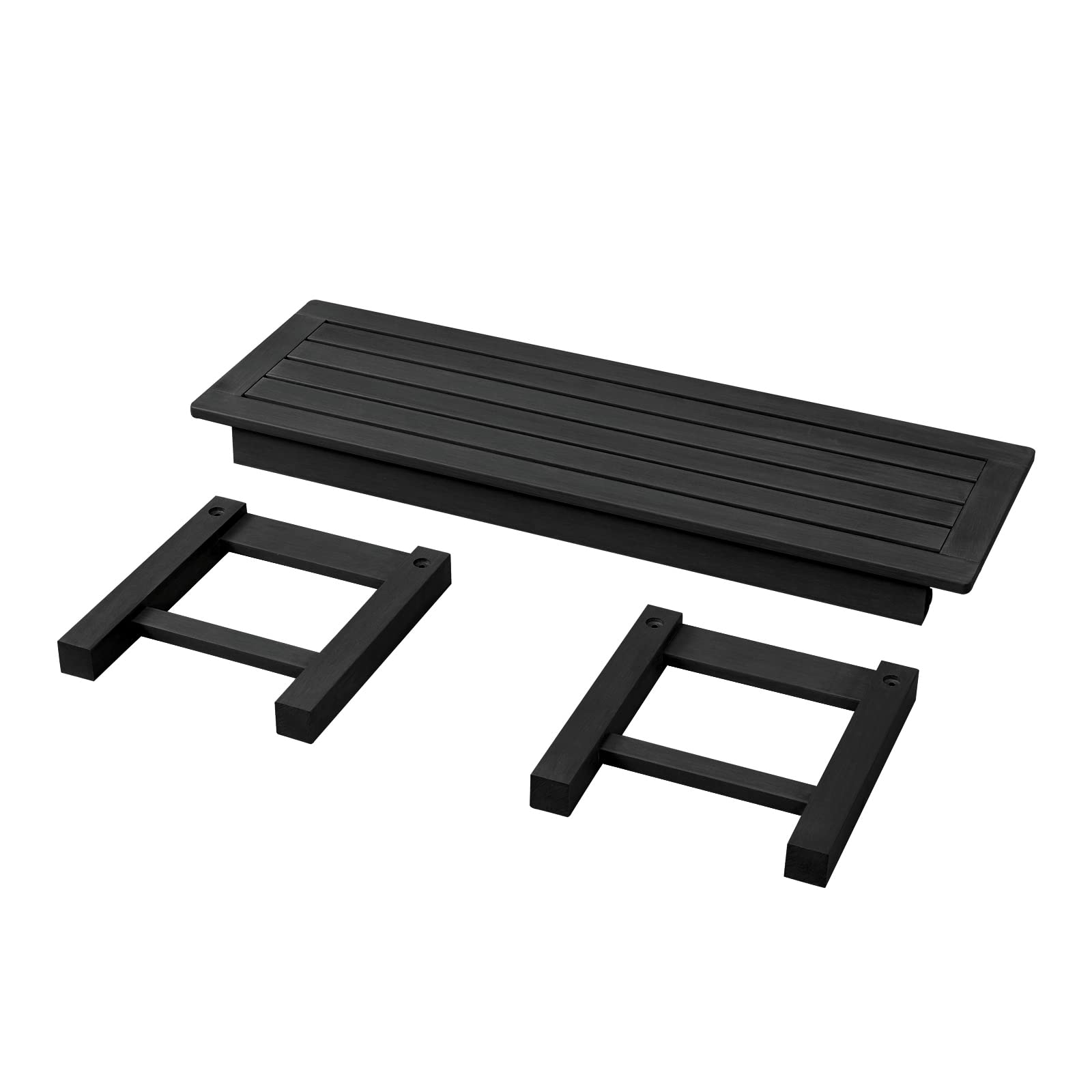 Psilvam Knight Bench, Two Person Outdoor Poly Lumber Patio Backless Bench, Weatherproof Garden Bench That Never Rot and Fade, Suit for Garden, Porch and Park (Black)