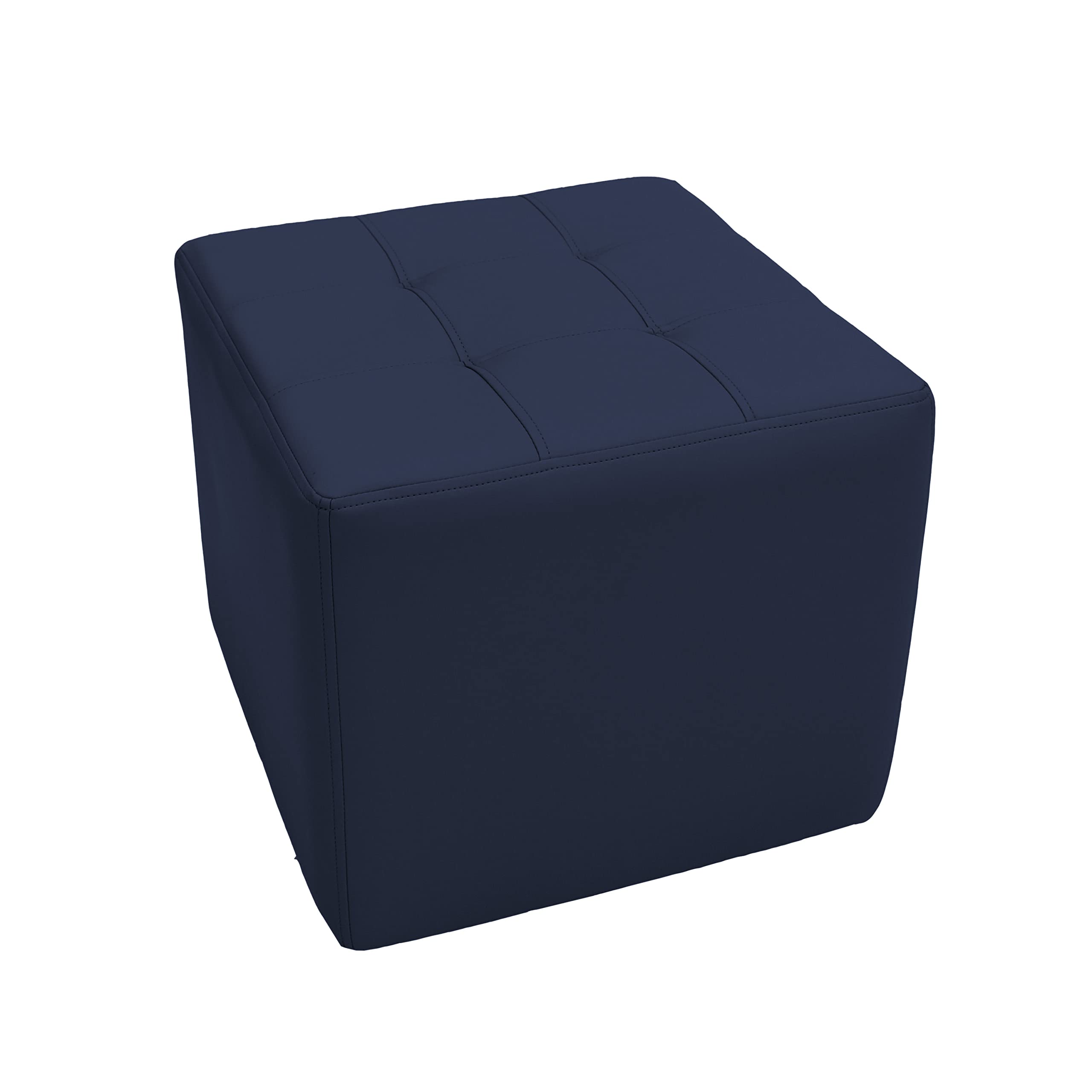 Factory Direct Partners Tufted Square Accent Ottoman; Beautifully Upholstered Furniture for Modern Home, Office, Library or Waiting Area; Seating, Footstool, Side Table Use - Navy, 13381-NV