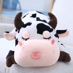 Jensquaify Cow Stuffed Animals, Cute Cow Plush Pillow Toy Cow Plushie Throw Pillow Gifts for Kids, 11.8"