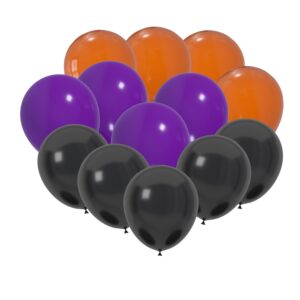 jodidi 60 pcs 12-inch latex balloons in black, orange, and purple - perfect for halloween, graduation, birthday, baby shower, and party decorations