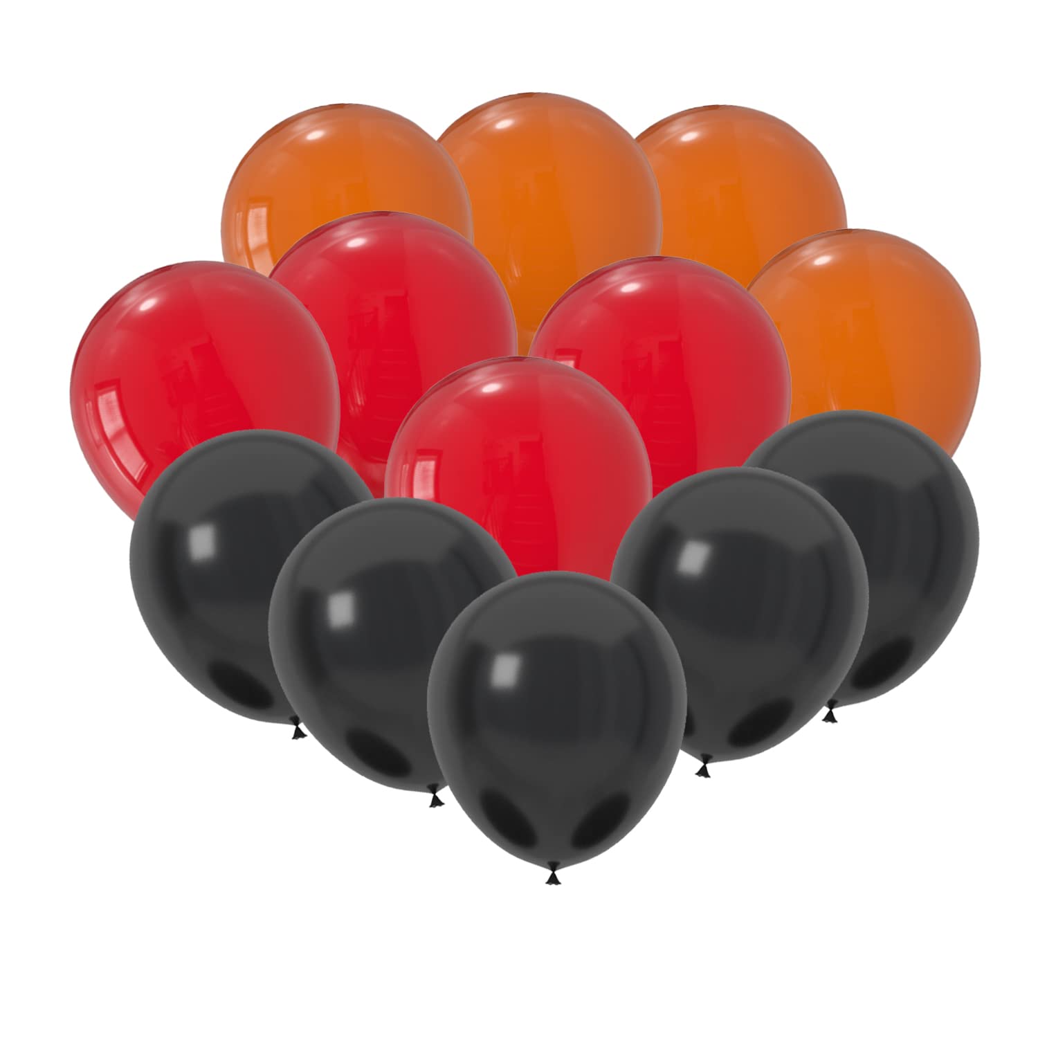 JODIDI 60 Pcs 12-Inch Latex Graduation Balloons in Black, Orange, and Red - Perfect for Halloween, Graduation, Birthday, Baby Shower, and Party Decorations