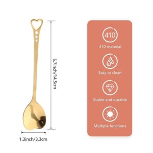 10-Piece Heart-Shaped Stainless Steel Dessert Spoon Set for Home, Restaurant, Cafe, and Bar - Elegant Design, Multi-Functional Usage, and Durable Quality Gold