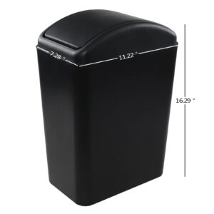 Begale 4.5 Gallon Plastic Swing Top Trash Can, 1-Pack Swing Kitchen Garbage Bin, Black