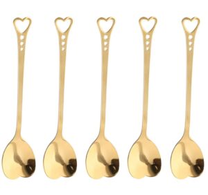 10-piece heart-shaped stainless steel dessert spoon set for home, restaurant, cafe, and bar - elegant design, multi-functional usage, and durable quality gold