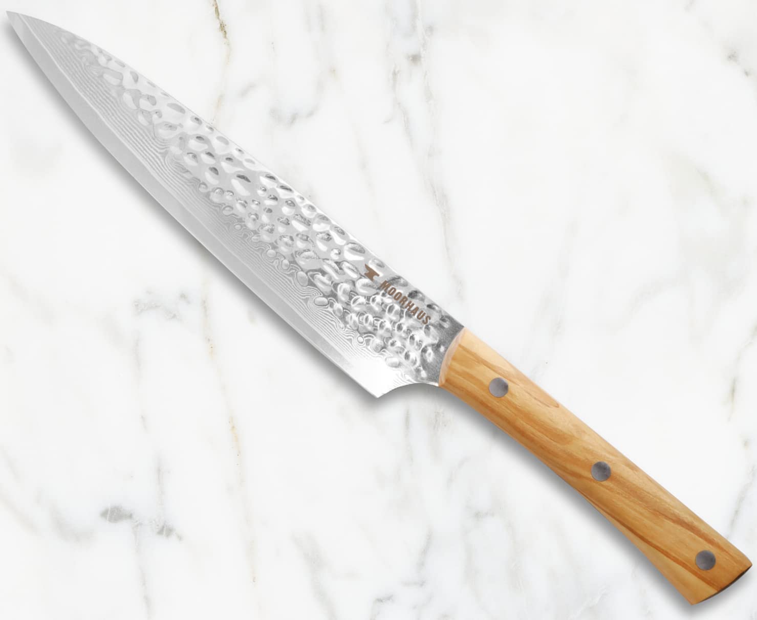 Moorhaus 8" Kitchen Knife, Stainless Damascus Steel 67 Layer - Razor Sharp, Superb Edge Retention, Stain & Corrosion Resistant Chefs Knives