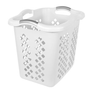 egen home logic 2 bushel lamper laundry basket with silver handles, white