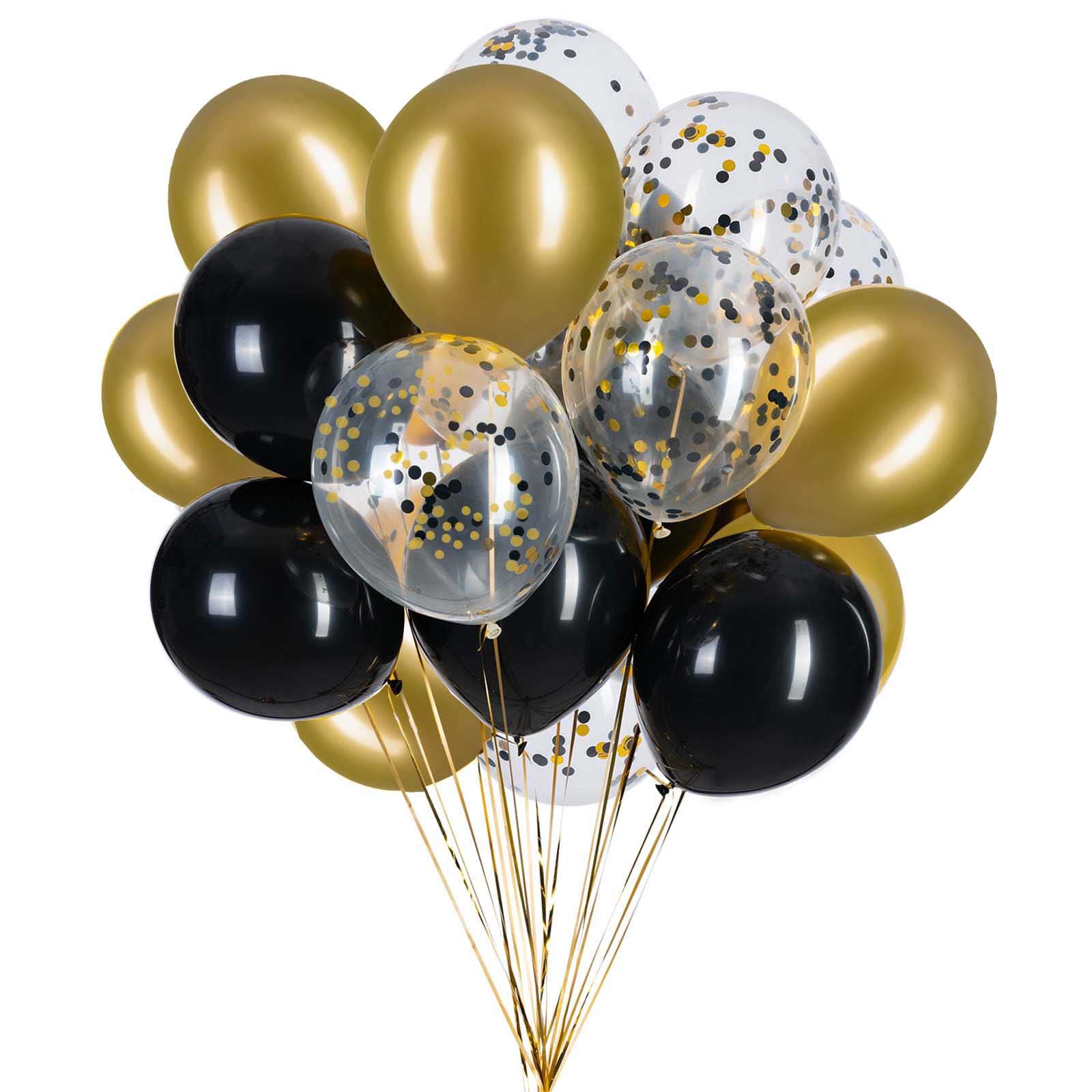 Gold and Black Balloons - Black and Gold Confetti Balloons– Pack of 50 for Weddings Birthdays Bridal Decorations Party Decorations 3 Style, 12 Inch