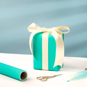 WRAPAHOLIC Mint Wrapping Paper Roll - Mini Roll Silky Touch - 17 Inch X 16.5 Feet - Soild Color Design Perfect for Birthday, Holiday, Wedding, Baby Shower