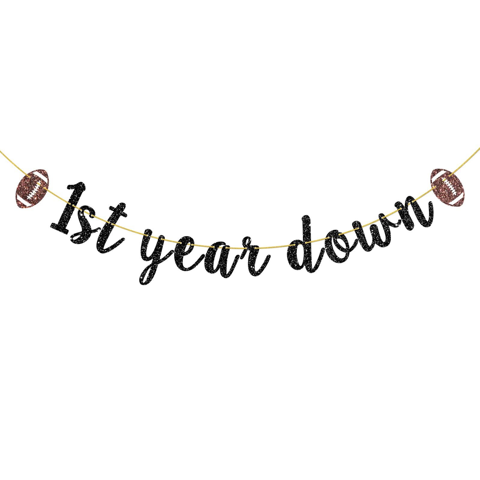 Helewilk 1st Year Down Banner, Football Bunting Decor for Boys Girls 1st Birthday Baby Shower Party Decoration, Sports Theme Happy 1st Birthday Party Garland Hanging Sign