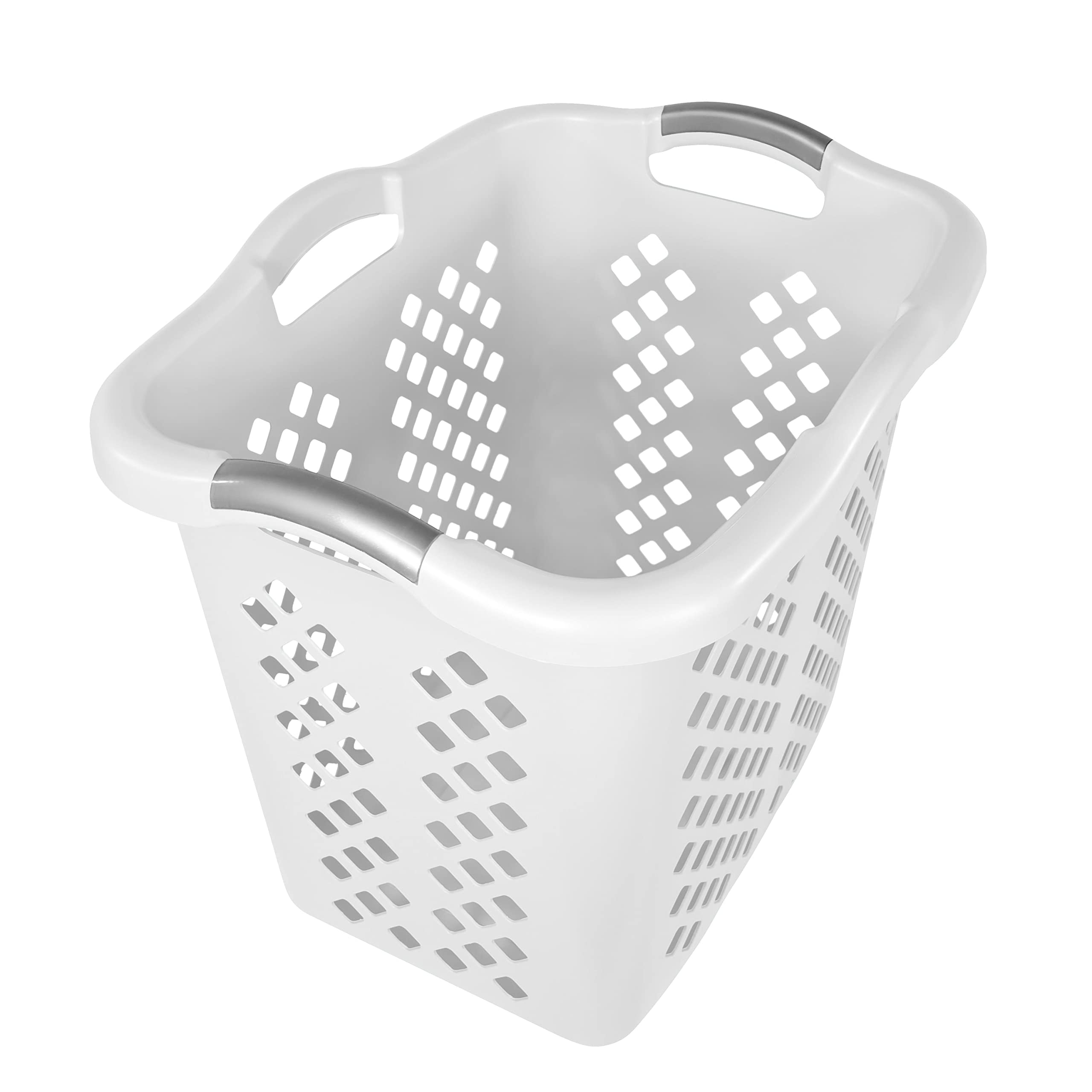 EGEN Home Logic 2 Bushel Lamper Laundry Basket with Silver Handles, White