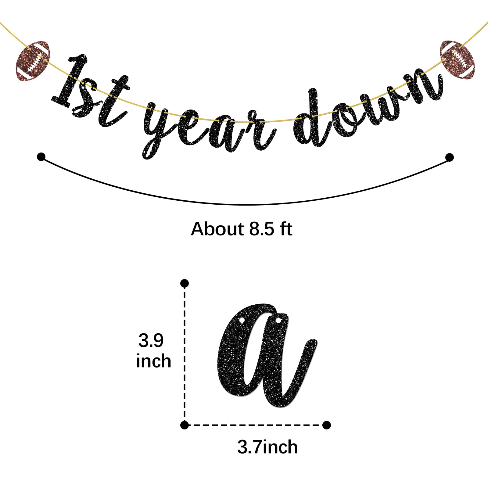 Helewilk 1st Year Down Banner, Football Bunting Decor for Boys Girls 1st Birthday Baby Shower Party Decoration, Sports Theme Happy 1st Birthday Party Garland Hanging Sign